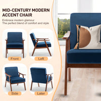 Mid-Century Modern Wingback Chair with Solid Wood Frame and Plush Cushions for Bedroom and Lounge - 300 Lbs Capacity