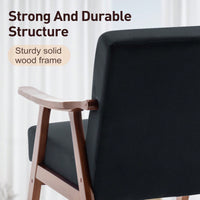 Mid-Century Modern Wingback Chair with Solid Wood Frame and Plush Cushions for Bedroom and Lounge - 300 Lbs Capacity