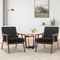 Mid-Century Modern Wingback Chair with Solid Wood Frame and Plush Cushions for Bedroom and Lounge - 300 Lbs Capacity