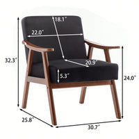 Mid-Century Modern Wingback Chair with Solid Wood Frame and Plush Cushions for Bedroom and Lounge - 300 Lbs Capacity
