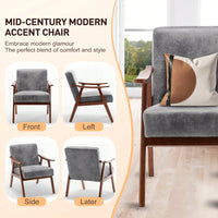 Mid-Century Modern Wingback Chair with Solid Wood Frame and Plush Cushions for Bedroom and Lounge - 300 Lbs Capacity