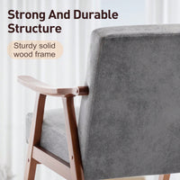 Mid-Century Modern Wingback Chair with Solid Wood Frame and Plush Cushions for Bedroom and Lounge - 300 Lbs Capacity