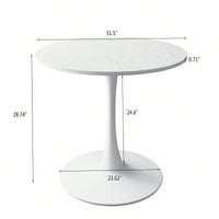 Modern Round White Marble Dining Table with Metal Base for Small Spaces 31.5 Inch Easy to Assemble