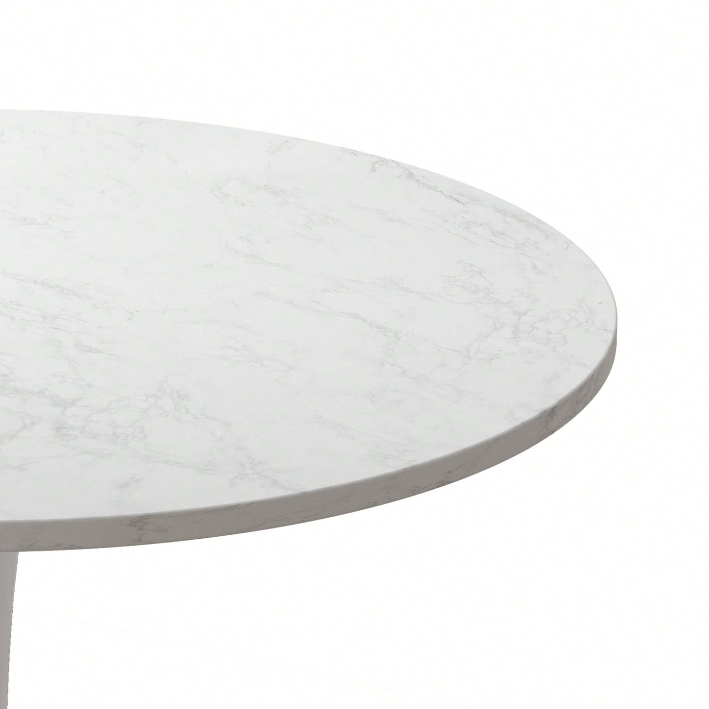 Modern Round White Marble Dining Table with Metal Base for Small Spaces 31.5 Inch Easy to Assemble