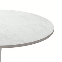 Modern Round White Marble Dining Table with Metal Base for Small Spaces 31.5 Inch Easy to Assemble