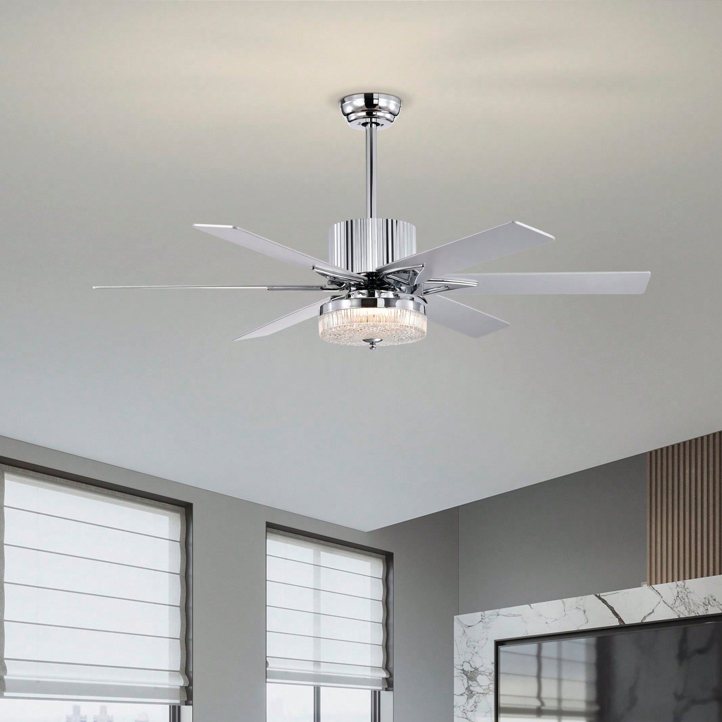 Sleek Modern Ceiling Fan with Remote LED Light 6 Blades Reversible 3 Speed Quiet Motor for Indoor Use Energy Efficient