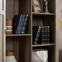 Rustic Barn Door Tall Storage Cabinet with Shelves and Drawers Gray Wash Multi-Purpose Kitchen Organizer 39.37x15.75x74.4