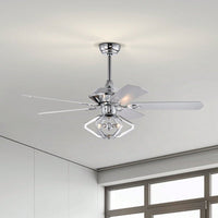 Modern 52" Dual Wood 5-Blade Crystal Ceiling Fan With Remote For Quiet And Powerful Airflow