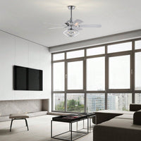 Modern 52" Dual Wood 5-Blade Crystal Ceiling Fan With Remote For Quiet And Powerful Airflow