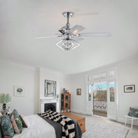 Modern 52" Dual Wood 5-Blade Crystal Ceiling Fan With Remote For Quiet And Powerful Airflow