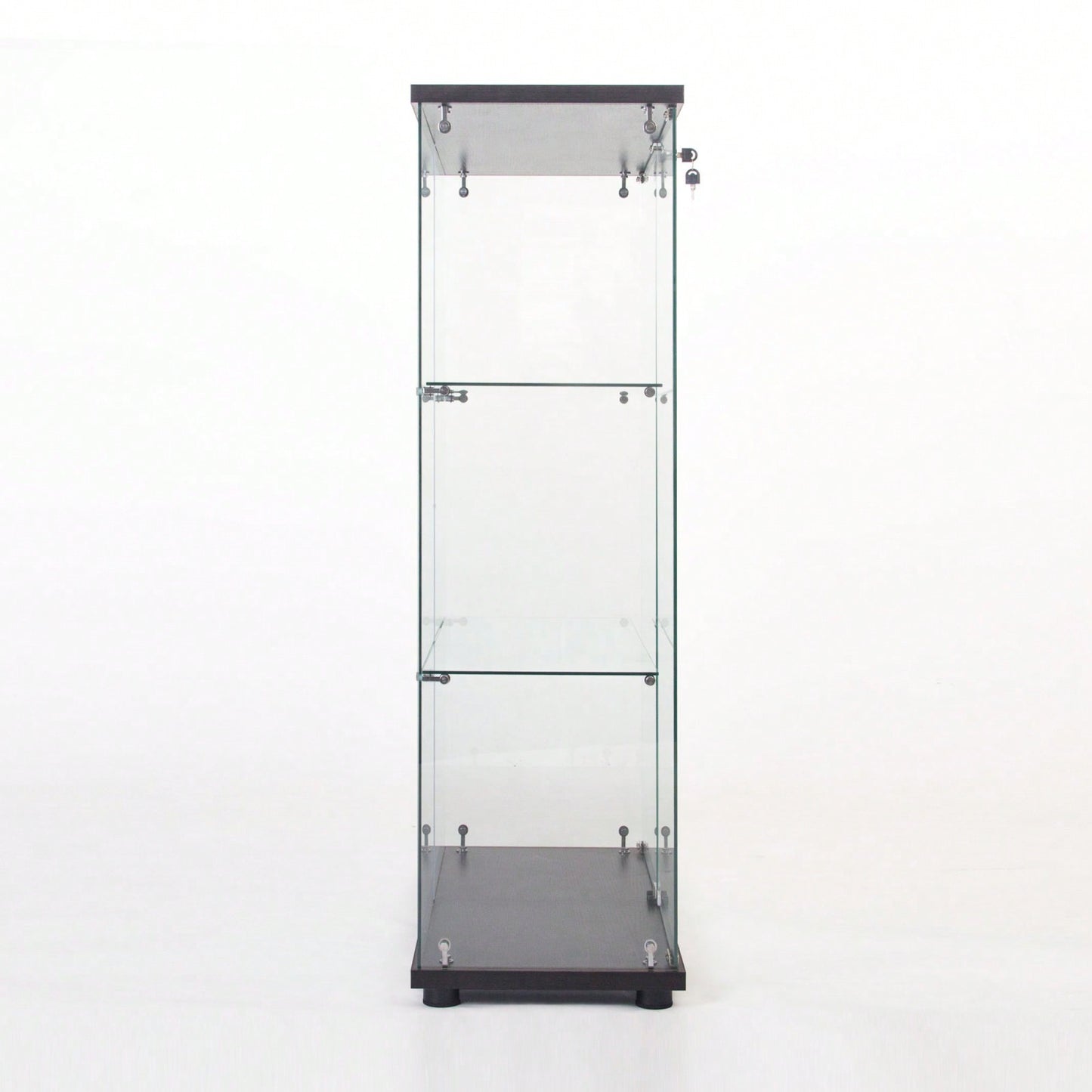 Glass Display Cabinet With 3 Shelves, Black, One Door Glass Cabinet