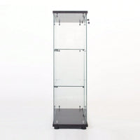 Glass Display Cabinet With 3 Shelves, Black, One Door Glass Cabinet