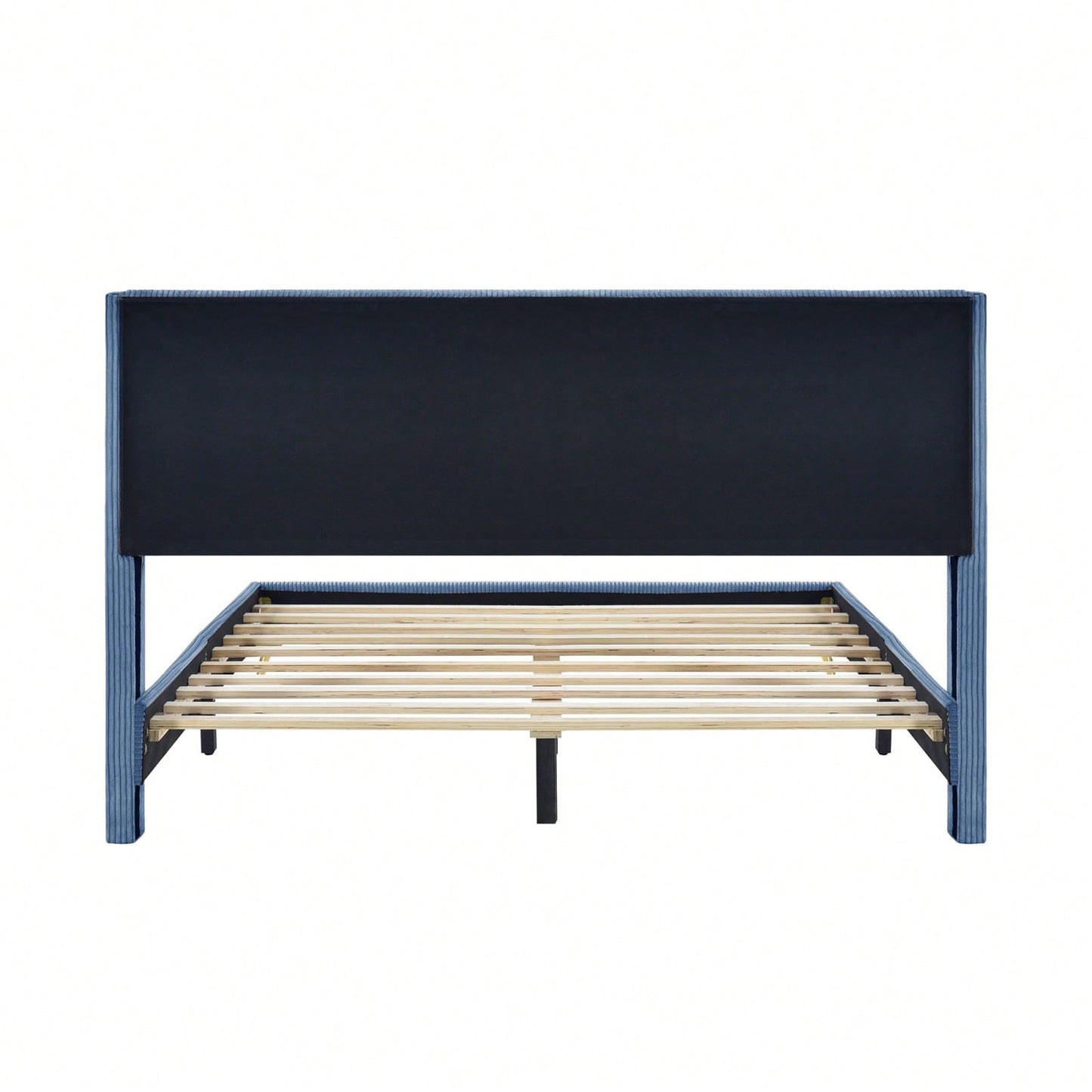 Queen Size Corduroy Platform Bed With Metal Legs,Upholstered Headboard, Sturdy Support, Easy Assembly - Modern And Timeless Design