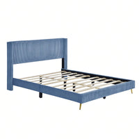 Queen Size Corduroy Platform Bed With Metal Legs,Upholstered Headboard, Sturdy Support, Easy Assembly - Modern And Timeless Design