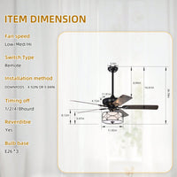 Matte Black Modern Ceiling Fan with Reversible Blades and Remote Control for Living Room Bedroom Fandelier