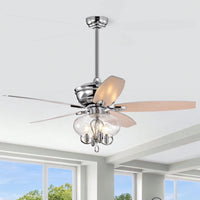 Crystal Chandelier Ceiling Fan with Remote Control Reversible Motor Quiet Operation Dual-Finish Blades for Home Living Room