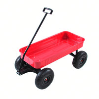 Outdoor All Terrain Pulling Wagon With Air Tires For Children Kid Garden, Steel Construction, 176lbs Capacity