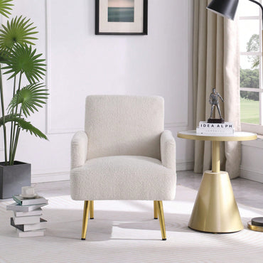 Comfy Teddy Fabric Accent Chair with High-Density Foam for Living Room Bedroom Office Modern Leisure Chair