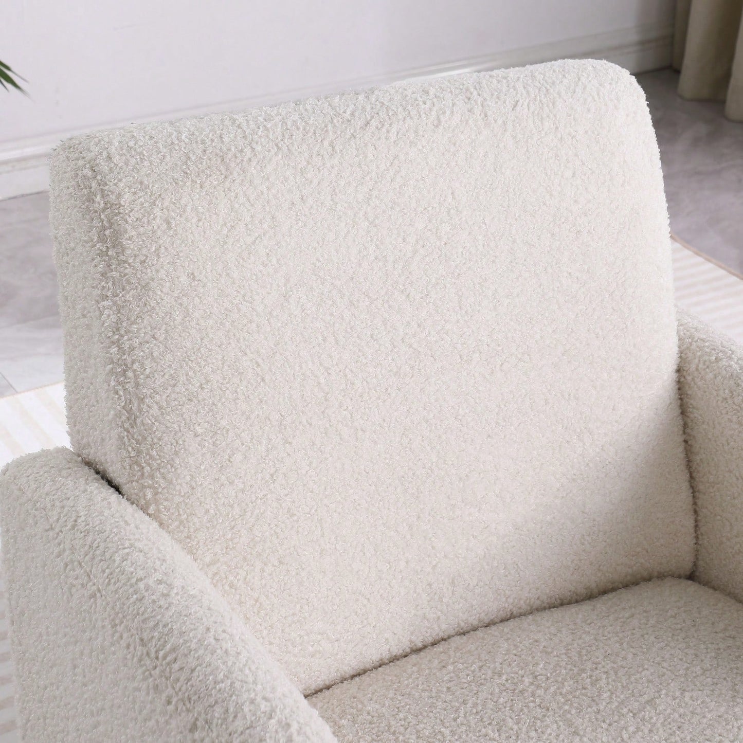 Comfy Teddy Fabric Accent Chair with High-Density Foam for Living Room Bedroom Office Modern Leisure Chair