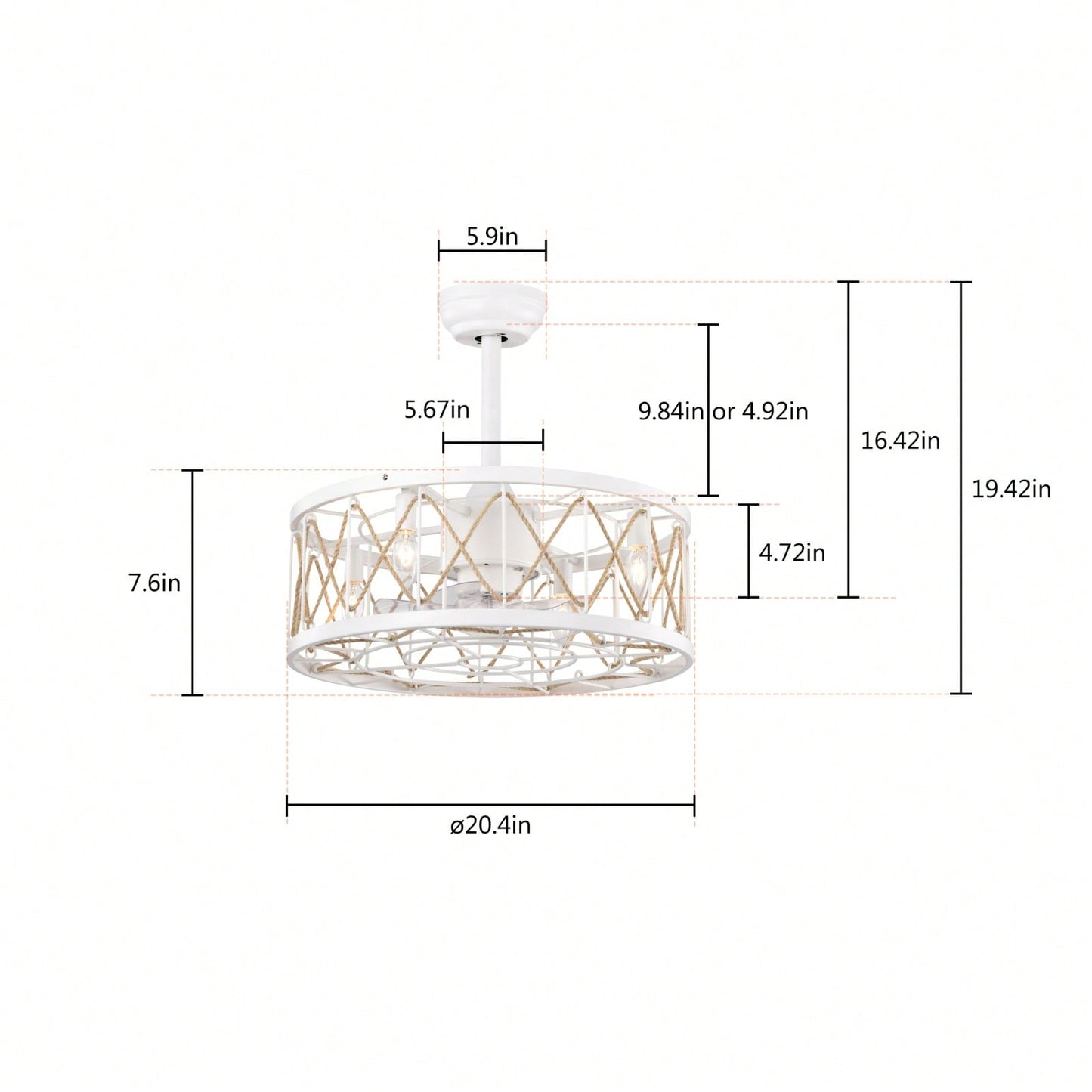 Modern Ceiling Fan With Remote Control, Reversible AC Motor, Noiseless ABS Fan Blades For Bedroom/Living Room/Study/Patio