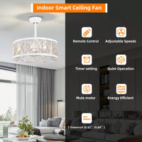 Modern Ceiling Fan With Remote Control, Reversible AC Motor, Noiseless ABS Fan Blades For Bedroom/Living Room/Study/Patio