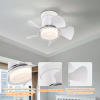 21 Inch Matte White Ceiling Fan with Remote Control 3 Color Temperatures Energy Efficient DC Motor for Small Spaces Indoor Use