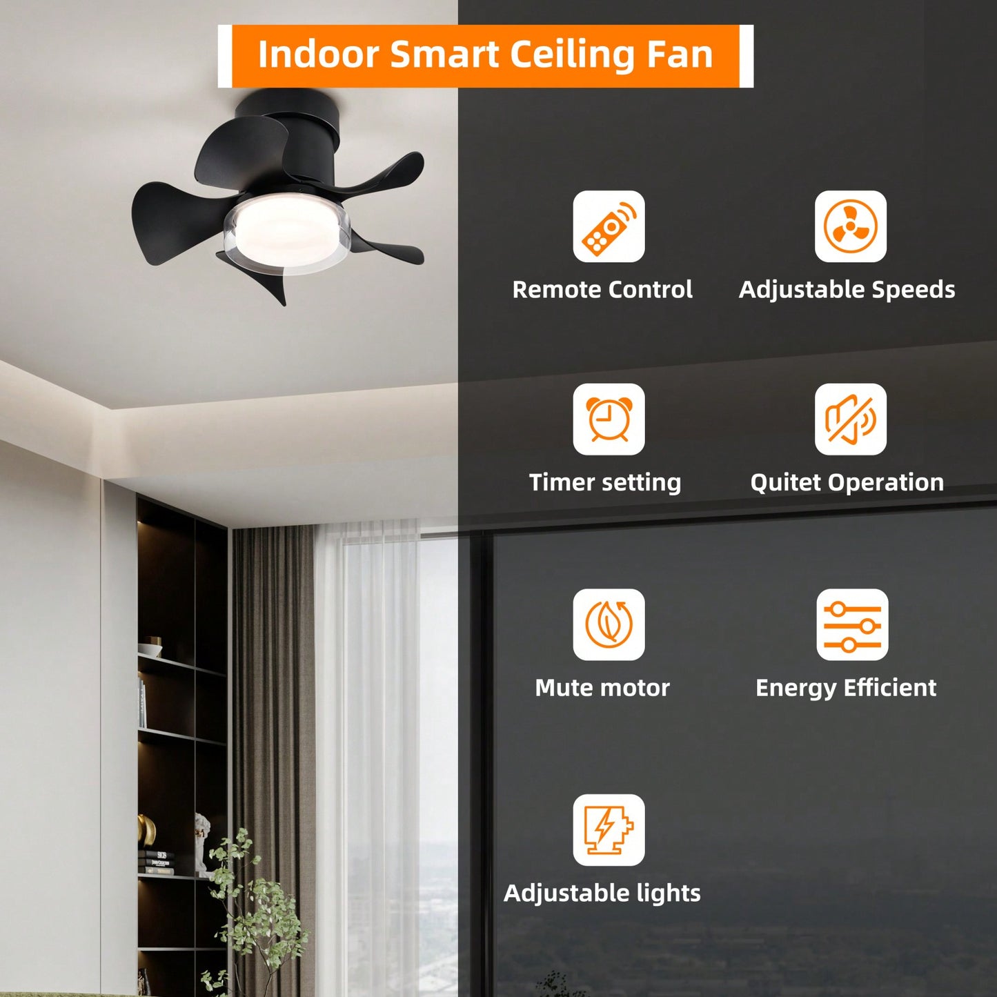 21 Inch Matte White Ceiling Fan with Remote Control 3 Color Temperatures Energy Efficient DC Motor for Small Spaces Indoor Use