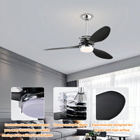 52 Inch Modern Ceiling Fan with LED Lights Remote Control DC Motor 5 Speed Adjustable ABS Blades Indoor Use