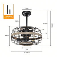 18 Inch Rustic Farmhouse Ceiling Fan with Light Remote Control Reversible Motor 3 Speed Adjustable Small Caged Design for Bedroom