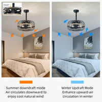 18 Inch Rustic Farmhouse Ceiling Fan with Light Remote Control Reversible Motor 3 Speed Adjustable Small Caged Design for Bedroom