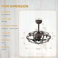 Bladeless Industrial Ceiling Fan Light Kit with Remote Control Reversible Motor for Low Profile Ceilings All Seasons Use
