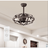 Bladeless Industrial Ceiling Fan Light Kit with Remote Control Reversible Motor for Low Profile Ceilings All Seasons Use