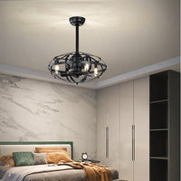 Bladeless Industrial Ceiling Fan Light Kit with Remote Control Reversible Motor for Low Profile Ceilings All Seasons Use