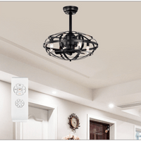Bladeless Industrial Ceiling Fan Light Kit with Remote Control Reversible Motor for Low Profile Ceilings All Seasons Use