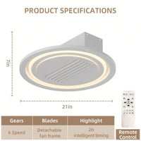 22 Inch Leafless Ceiling Fan with Remote Control Reversible Motor Dimmable Lights Silent DC Motor Ideal for Home and Commercial Use