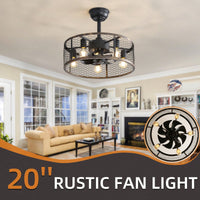 19.7In Ceiling Fan With Light And Remote Control, APP Control, 6 Wind Speeds, Reverse Function, Wide Application, E26 Bulbs Included