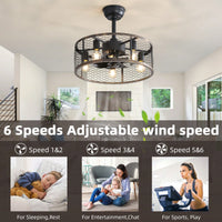 19.7In Ceiling Fan With Light And Remote Control, APP Control, 6 Wind Speeds, Reverse Function, Wide Application, E26 Bulbs Included