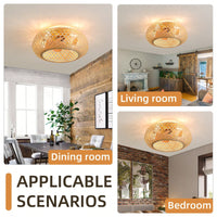 20 Inch Rustic Bamboo Ceiling Fan with Lights Remote APP Control Reversible DC Motor 6 Speeds Warm Light E26 Bulbs