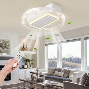 20-Inch Modern Leafless Ceiling Fan With Remote Control, Washable And Reversible Motor - Sleek Design For Any Room, Easy To Use And Maintain