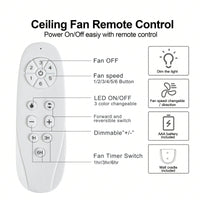 Small Kid's Ceiling Fan with Remote and Dimmable LED Light - Flush Mount Design for Children's Rooms - Reversible Motor for Air Circulation