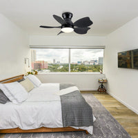 Small Kid's Ceiling Fan with Remote and Dimmable LED Light - Flush Mount Design for Children's Rooms - Reversible Motor for Air Circulation