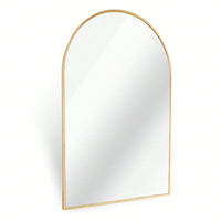 20x30 Inch Large Round Metal Arch Bathroom Mirror with Brushed Aluminum Frame Shatterproof Glass Easy Install Guide