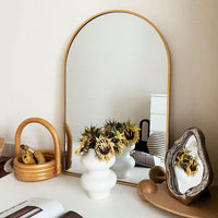 20x30 Inch Large Round Metal Arch Bathroom Mirror with Brushed Aluminum Frame Shatterproof Glass Easy Install Guide