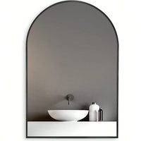 20x30 Inch Large Round Metal Arch Bathroom Mirror with Brushed Aluminum Frame Shatterproof Glass Easy Install Guide