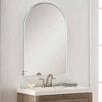 20x30 Inch Large Round Metal Arch Bathroom Mirror with Brushed Aluminum Frame Shatterproof Glass Easy Install Guide