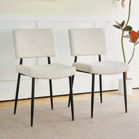 Simple Velvet Dining Chair Fabric Upholstered Chairs With Black Metal Legs (Set Of 2)