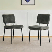 Simple Velvet Dining Chair Fabric Upholstered Chairs With Black Metal Legs (Set Of 2)