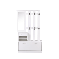 Combination Cabinet With Shoe Cabinet, Hang Shelf, And Mirror - Strong Structure And Large Storage Space
