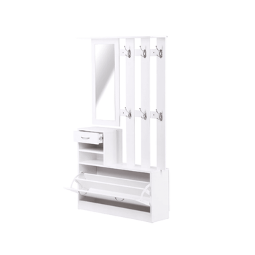 Combination Cabinet With Shoe Cabinet, Hang Shelf, And Mirror - Strong Structure And Large Storage Space
