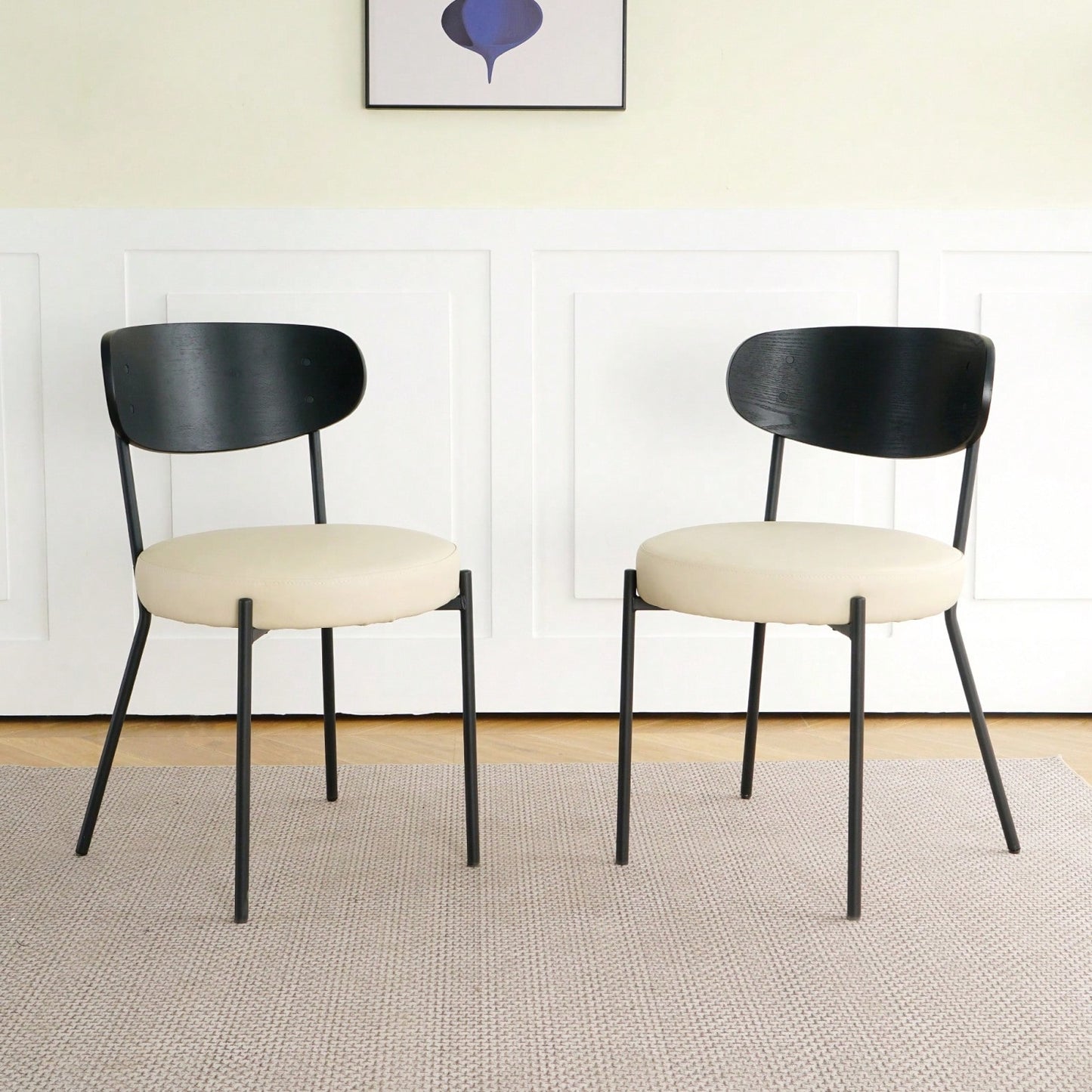 Modern Bentwood Dining Chair Set of 2 with Metal Legs for Kitchen and Living Room